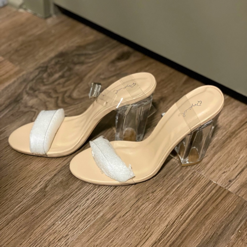 Brand New!! Clear Sandal with chunky heel